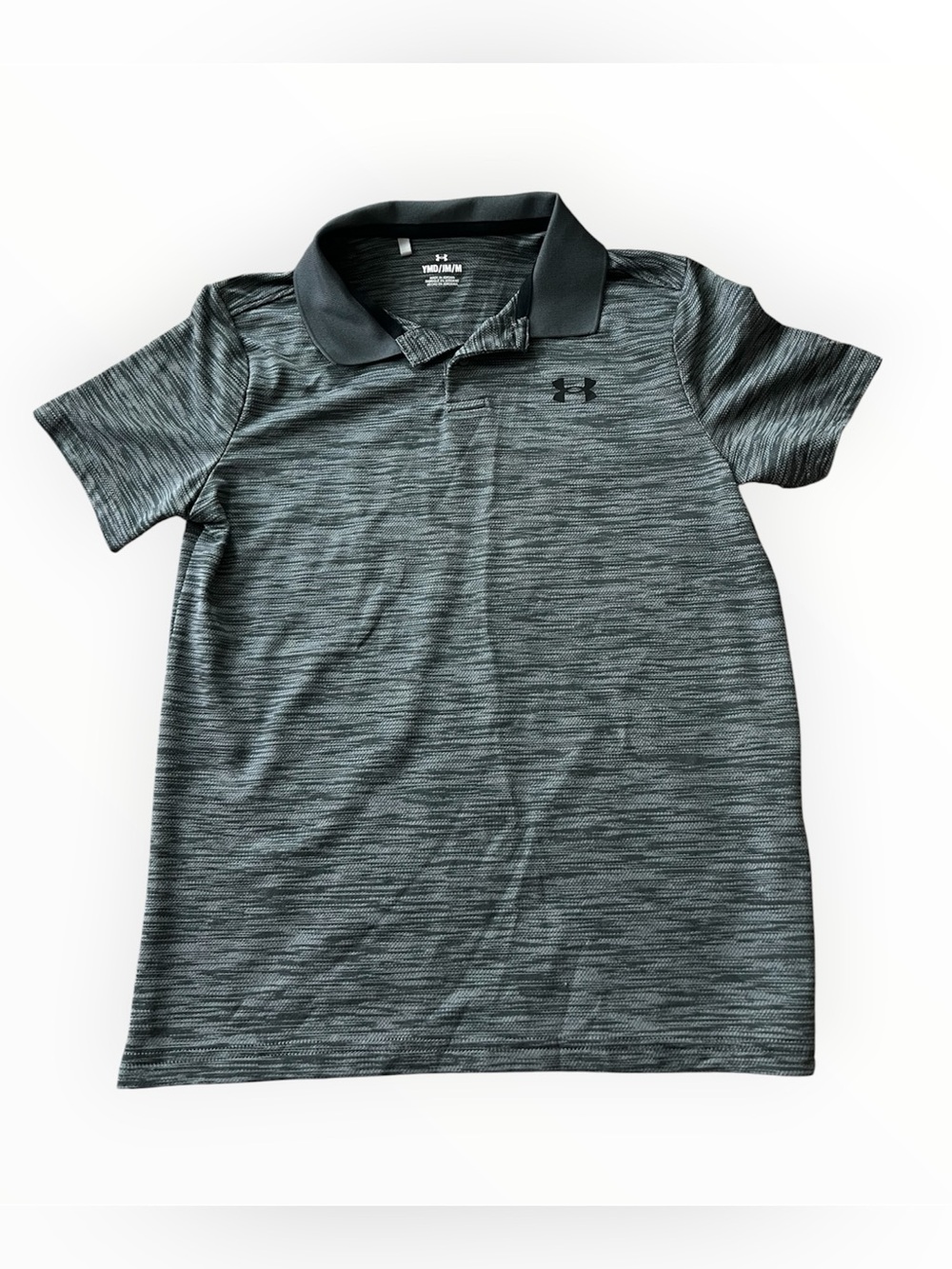 ◼️UNDER ARMOUR: Boy size M, gray mix collared shirt w/logo, preowned◼️